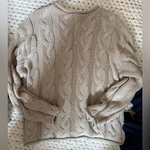 Zara Cable Knit Cowl Neck Sweater in Cream